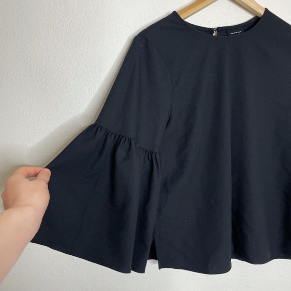 Who What Wear  Top Shirt Blouse Women's Size S Small Black Bell Sleeve - Picture 2 of 6